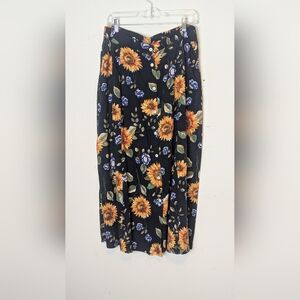 Vintage Sunflower Midi Skirt Moody 90s Cottagecore Farmhouse